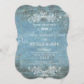 Rustiek Blauw Repetitie Diner Uitnodiging (Voorkant / Achterkant)