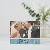 Rustiek Blauw Scheepvaart Grens Trouwfoto Dank u Briefkaart (Staand voorkant)