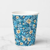 Rustiek blauw sinaasappel bloemen papieren bekers (Achterkant)