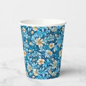 Rustiek blauw sinaasappel bloemen papieren bekers (Links)