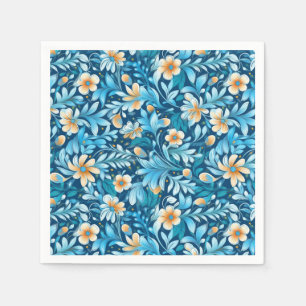 Rustiek blauw sinaasappel bloemen servet