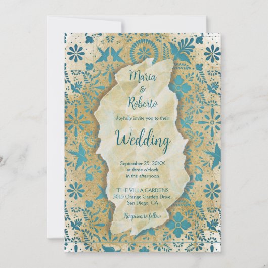 Rustiek Blauw Talavera Tegel Oude Mexicaanse bruil Kaart (Voorkant)