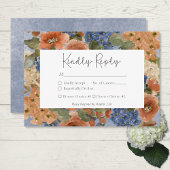 Rustiek Blauw & Verbrand Sinaasappel Roest Bloemen RSVP Kaartje