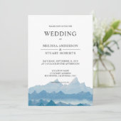 Rustiek blauw waterverf berglandschap kaart (Staand voorkant)