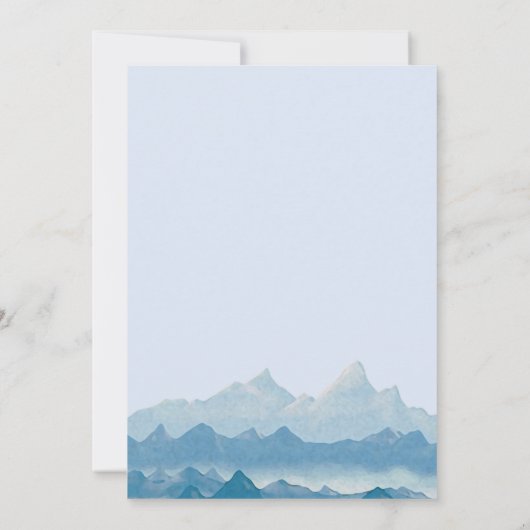 Rustiek blauw waterverf berglandschap kaart (Achterkant)