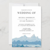 Rustiek blauw waterverf berglandschap magnetische uitnodiging (Voorkant)