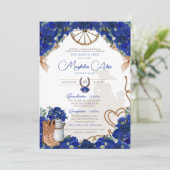 Rustiek Blauw Western Charro Quinceañera Uitnodigi Kaart (Staand voorkant)