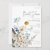 Rustiek Blauw Wildbloemen & Daisies Vrijgezellenfe Kaart (Voorkant)