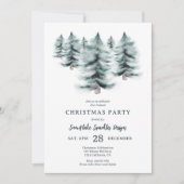 Rustiek Blauw Winter besneeuwde dennen Kerstmis co Kaart (Voorkant)