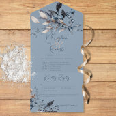 Rustiek Blauw Winter Blad Blauw Details All In One Uitnodiging