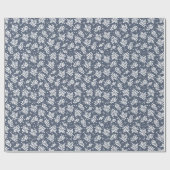 Rustiek Blauw Winter Bladerdek Kerstmis Cadeaupapier (Vlak)