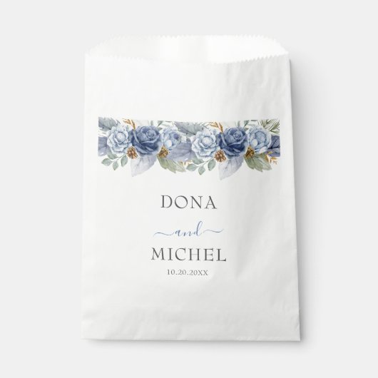 Rustiek Blauw Winter Bloemen Huwelijk Bedankzakje (Voorkant)