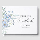 Rustiek Blauw Winter Bloemen Huwelijk Gastenboek (Voorkant)