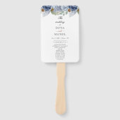 Rustiek Blauw Winter Bloemen Huwelijk Handwaaier (Voorkant)