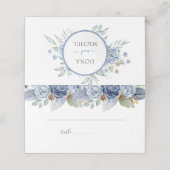 Rustiek Blauw Winter Bloemen Huwelijk Plaatskaartje (Buitenkant ongevouwen)