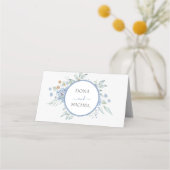 Rustiek Blauw Winter Bloemen Huwelijk Plaatskaartje (Achterkant)