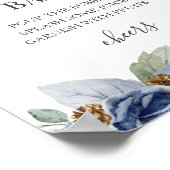 Rustiek Blauw Winter Bloemen Huwelijk Poster (Hoek)