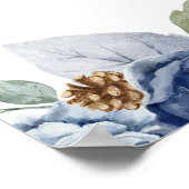 Rustiek Blauw Winter Bloemen Huwelijk Poster (Hoek)