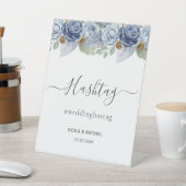 Rustiek Blauw Winter Bloemen Huwelijk Reclamebord Met Voetstuk (Insitu)