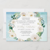 Rustiek Blauw Wit Alabaster Roos Eucalyptus krans Kaart (Voorkant)