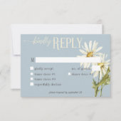 Rustiek Blauw & Wit Daisies Diner RSVP Kaartje (Voorkant)