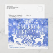 Rustiek Blauw Wit Kerstrendier Sneeuw Winter Briefkaart (Voorkant / Achterkant)