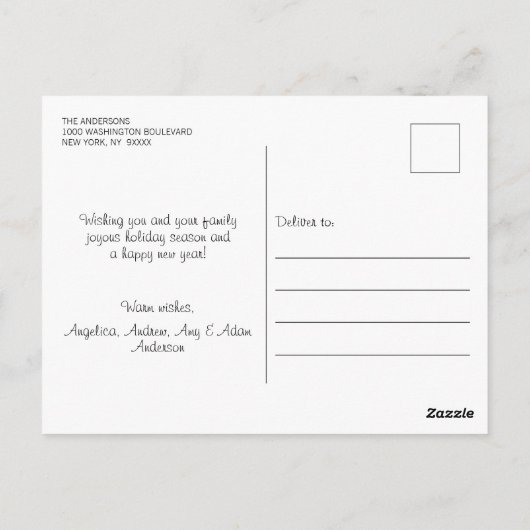 Rustiek Blauw Wit Kerstrendier Sneeuw Winter Briefkaart (Achterkant)