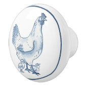 Rustiek Blauw & Wit Kip Kip Kip Land Keramische Knop (Rechts)