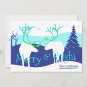 Rustiek blauw, wit rendier bedrijf Logo vakantie Kaart (Voorkant)