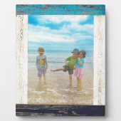 Rustiek Blauw Wit Strand Hout Foto Lijst Fotoplaat (Voorkant)