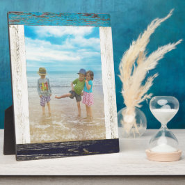 Rustiek Blauw Wit Strand Hout Foto Lijst Fotoplaat