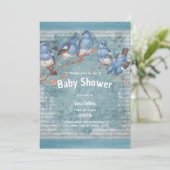  rustiek blauw wit vogelgestreept Baby shower Kaart (Staand voorkant)
