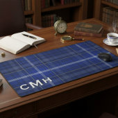 Rustiek Blauw Wit & Zwart Tartan Plakken Monogram Bureaumat