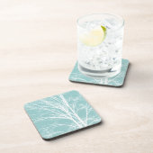 Rustiek Blauw Witte Boom Branches Bier Onderzetter (Rechterzijde)