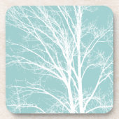 Rustiek Blauw Witte Boom Branches Bier Onderzetter (Voorkant)