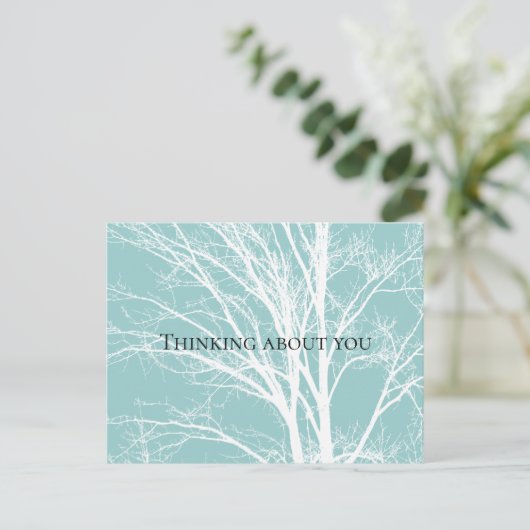 Rustiek Blauw Witte Boom Branches Briefkaart (Staand voorkant)