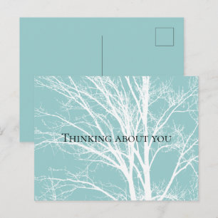 Rustiek Blauw Witte Boom Branches Briefkaart