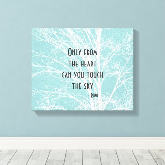 Rustiek Blauw Witte Boom Branches Canvas Afdruk (Insitu (Houten vloer))