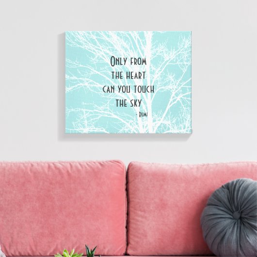 Rustiek Blauw Witte Boom Branches Canvas Afdruk (Insitu (Woonkamer))