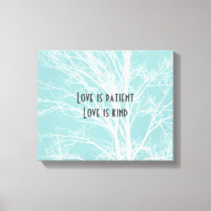 Rustiek Blauw Witte Boom Branches Canvas Afdruk