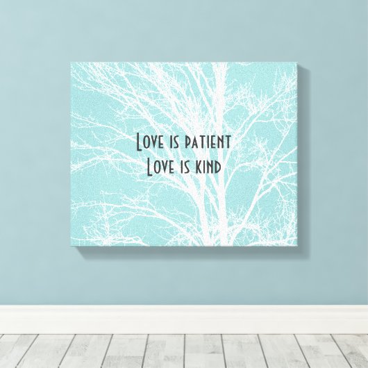 Rustiek Blauw Witte Boom Branches Canvas Afdruk (Insitu (Houten vloer))