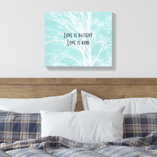 Rustiek Blauw Witte Boom Branches Canvas Afdruk (Insitu (Slaapkamer))