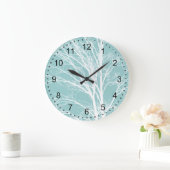 Rustiek Blauw Witte Boom Branches Grote Klok (Huis)