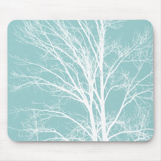 Rustiek Blauw Witte Boom Branches Muismat (Voorkant)