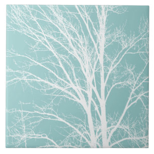 Rustiek Blauw Witte Boom Branches Tegeltje