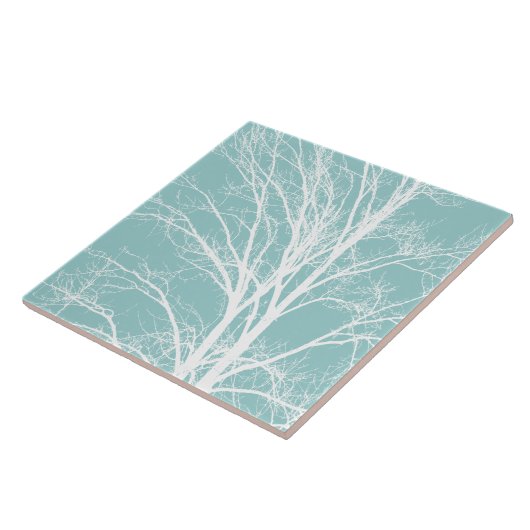 Rustiek Blauw Witte Boom Branches Tegeltje (Zijkant)