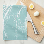 Rustiek Blauw Witte Boom Branches Theedoek (Quarter Fold)