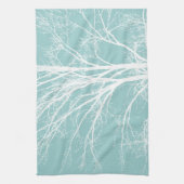 Rustiek Blauw Witte Boom Branches Theedoek (Verticaal)