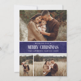 Rustiek Blauwe Boerderij Kerstmis 3 Fotocollage Feestdagenkaart