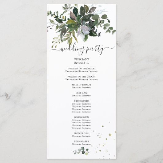 Rustiek Blauwe Gom Eucalyptus Platte Programma Programmakaart (Achterkant)